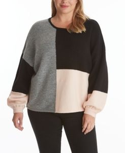 Plus Size Color Block Sweater Top