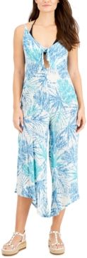 Printed Tie-Front Cover-Up Jumpsuit Women's Swimsuit