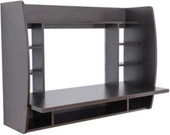Wall Mount Laptop Office Desk with Shelves