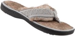 Isotoner Faux Fur Sage Thong Slippers
