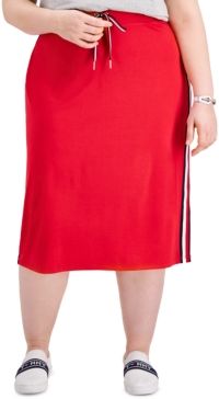Plus Size Logo-Striped Midi Skirt, Created for Macy's