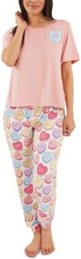 Nite Nite by Munki Munki Candy Hearts Jogger Pants Pajamas Set