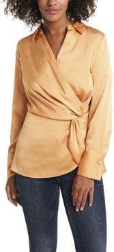 Hammer Satin Peplum Twist Blouse