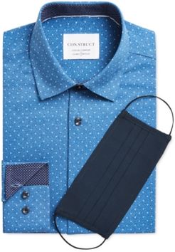 Con. Struct Men's Slim-Fit Cooling Comfort Performance Stretch Dot-Print Dress Shirt with Pleated Face Mask, Created for Macy's