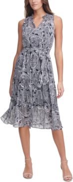 Paisley Chiffon Midi Dress