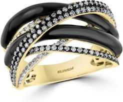 Effy Multi-Color Diamond (5/8 ct. t.w.) & Onyx (22-1/2mm) Statement Ring In 14k Gold
