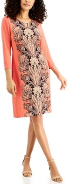 3/4-Sleeve Printed Dress, Created for Macy's