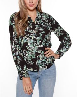 Black Label Floral Print Collared Button Up Shirt