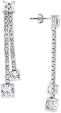 Cubic Zirconia Double Drop Earrings in Sterling Silver