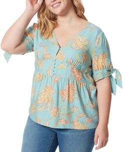 Trendy Plus Size Briana Printed Peplum Top