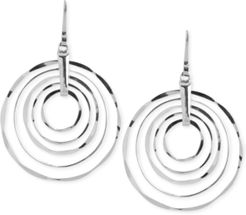 Large Silver-Tone Hammered Ring Orbital Earrings