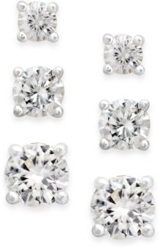 Cubic Zirconia Extra-Small Stud Earring Set in Fine Silver Plate or 14K Gold Plate (1-3/4 ct. t.w.)