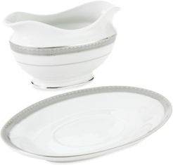 Platinum Crown Gravy Boat with Stand