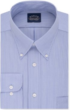 Classic-Fit Stretch Collar Non-Iron Blue Stripe Dress Shirt
