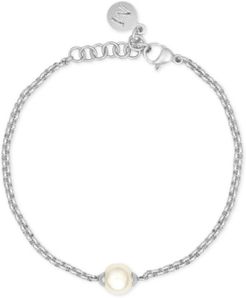 Silver-Tone Imitation Pearl Bracelet