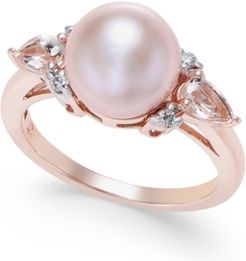 Pink Cultured Freshwater Pearl (9mm), Morganite (3/8 ct. t.w.) and Diamond Accent Ring in 14k Rose Gold