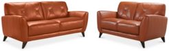 Myia 82" Leather Sofa and 62" Loveseat Set, Created for Macy's