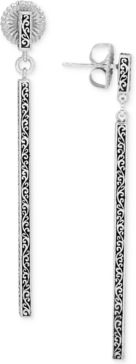 Filigree Stick Linear Drop Earrings in Sterling Silver