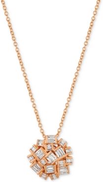 Baguette Frenzy Diamond Cluster Pendant Necklace (3/8 ct. t.w.) in 14k Rose Gold