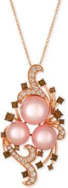 Crazy Collection Pink Cultured Freshwater Pearl (10-11mm) & Multi-Gemstone (1-1/8 ct. t.w.) Pendant Necklace in 14k Rose Gold