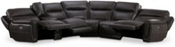 Summerbridge 6-Pc. Leather Sectional Sofa with 3 Power Reclining Chairs, Power Headrests, and Console with Usb Power Outlet