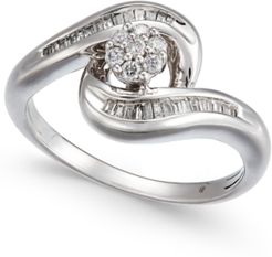 Diamond Swirl Cluster Promise Ring (1/4 ct. t.w.) in Sterling Silver