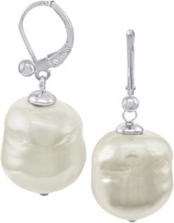 Pearl Earrings, Sterling Silver Baroque Organic Man-Made Pearl Drop