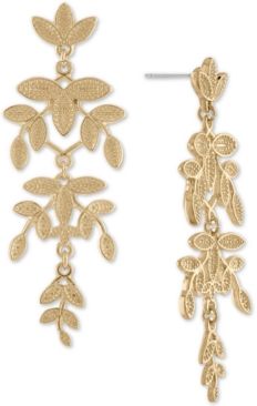 Gold-Tone Leaf Chandelier Earrings