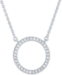 Diamond Circle Pendant Necklace (1/4 ct. t.w.) in Sterling Silver, 16" + 2" extender