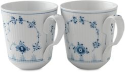 Blue Fluted Mug, Set of 2
