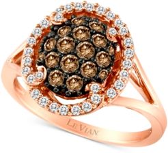 Chocolatier Diamond Halo Cluster Ring (3/4 ct. t.w.) in 14k Rose Gold