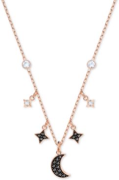 Two-Tone Crystal Moon & Stars 13-1/4" Pendant Necklace