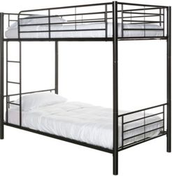 Premium Metal Twin over Twin Bunk Bed - Black