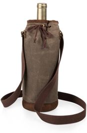 Legacy by Picnic Time Khaki Green Waxed Canvas Wine Tote