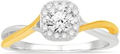 Diamond Two-Tone Halo Engagement Ring (1/2 ct. t.w.) in 14k Gold and White Gold