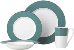 Pleated Colors Teal 4 Piece Place Setting