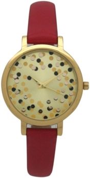 Confetti Thin Leather Strap Watch