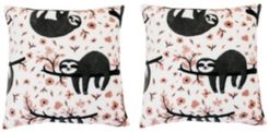 Polyester Fill Seth Sloth Fleece Pillow, Pack of 2, 18" x 18"