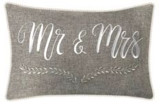 Celebrations Pillow Embroidered "Mr & Mrs" with Decorative Piping