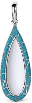 White Agate and Turquoise Pendant Enhancer in Sterling Silver