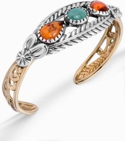 Two-Tone Amber and Turquoise Cuff Bracelet