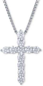 Macy's Star Signature Certified Diamond (2 ct. t.w.) Cross Pendant Necklace in 14k White Gold