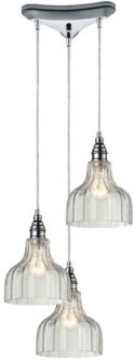Danica 3 Light Pendant in Polished Chrome and Clear Glass