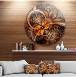 Designart 'Dark Orange Fractal Flower' Abstract Round Circle Metal Wall Decor - 23" x 23"