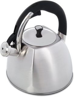Mr. Coffee Belgrove 2.5 Quart Brushed Stainless Steel Whistling Tea Kettle with Nylon Handle
