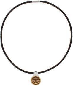 Americana Braided Leather Necklace with Bronze and Sterling Silver Pendant