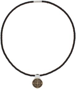 Americana Braided Leather Necklace with Bronze and Sterling Silver Pendant