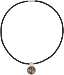 Americana Braided Leather Necklace with Bronze and Sterling Silver Pendant