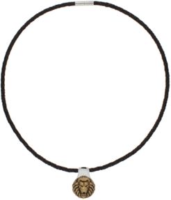 Americana Braided Leather Necklace with Bronze and Sterling Silver Pendant