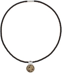 Americana Braided Leather Necklace with Bronze and Sterling Silver Pendant